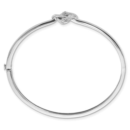 Sterlingsilber Weiß Eis Rhodiniert Diamant Liebe Knoten Klappbar Armreif