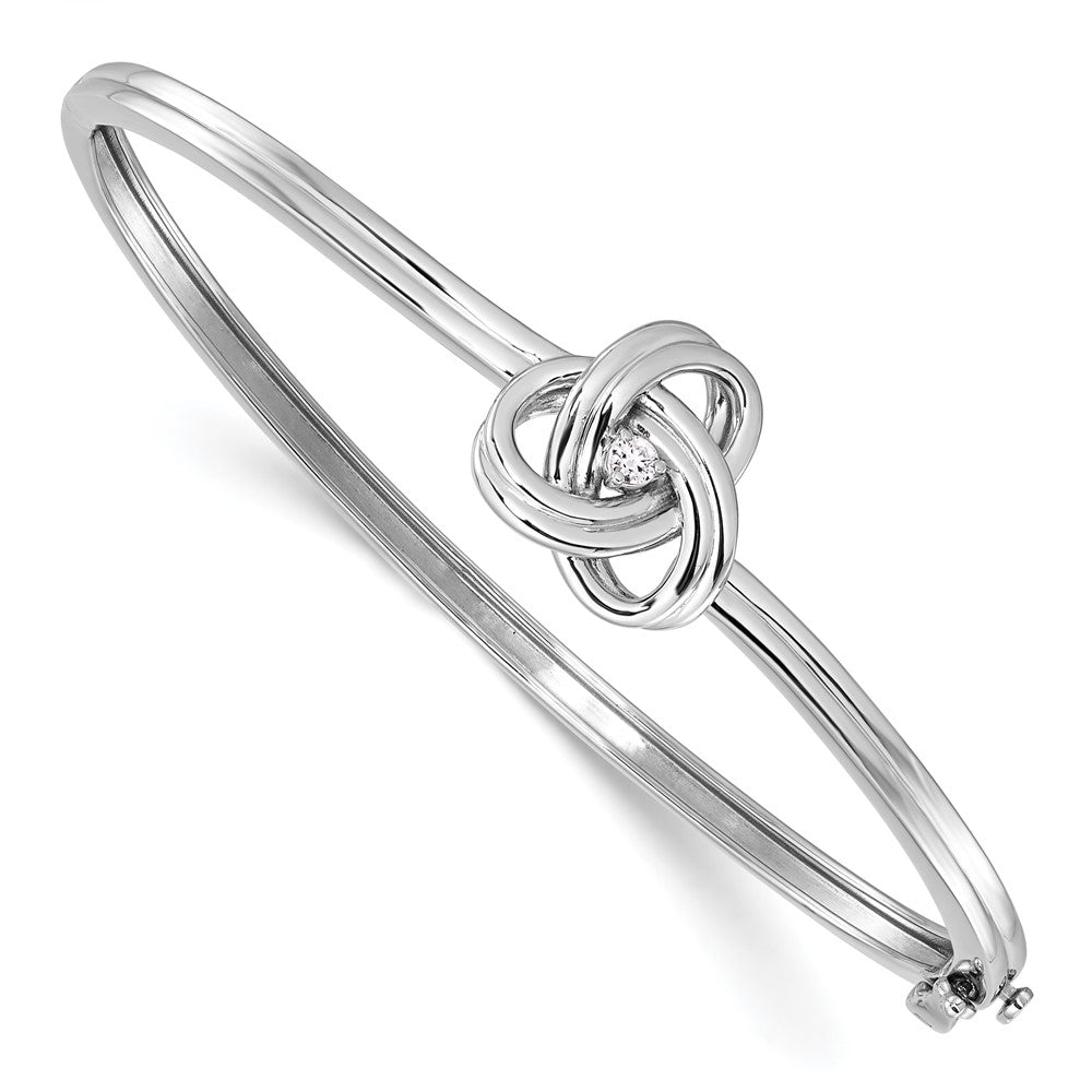 Sterlingsilber Weiß Eis Rhodiniert Diamant Liebe Knoten Klappbar Armreif
