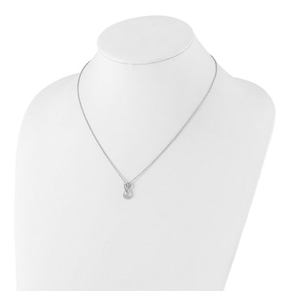 Sterlingsilber Weiß Eis Rhodiniert Diamant Unendlichkeit Symbol Halskette