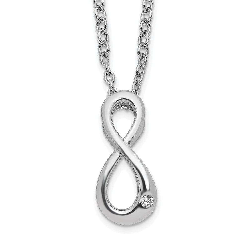 Sterlingsilber Weiß Eis Rhodiniert Diamant Unendlichkeit Symbol Halskette