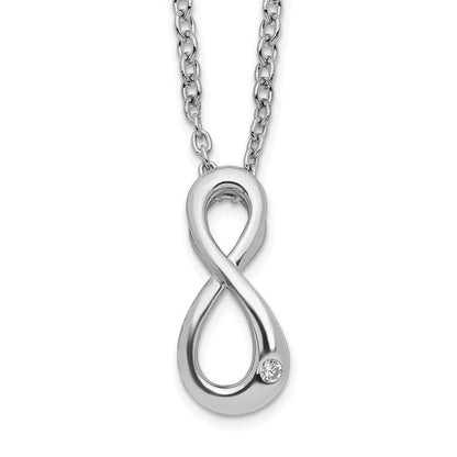 Sterlingsilber Weiß Eis Rhodiniert Diamant Unendlichkeit Symbol Halskette