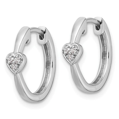 Sterlingsilber Weiß Eis Rhodiniert Diamant Herz Klappbar Creolen