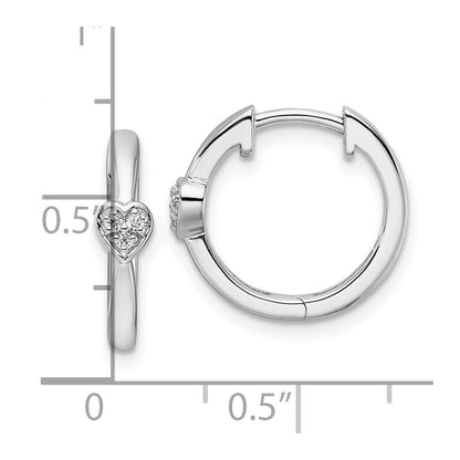 Sterlingsilber Weiß Eis Rhodiniert Diamant Herz Klappbar Creolen