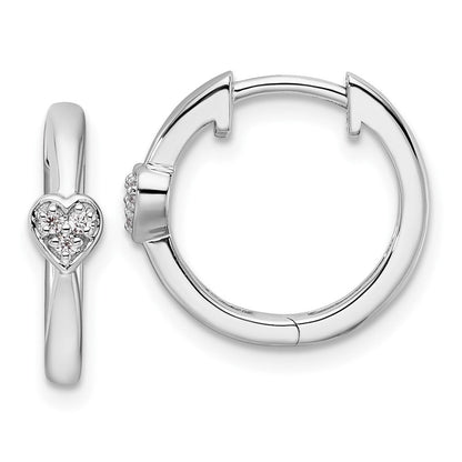 Sterlingsilber Weiß Eis Rhodiniert Diamant Herz Klappbar Creolen