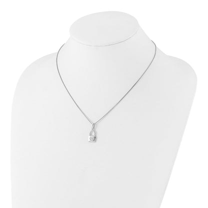 Sterlingsilber Weiß Eis Rhodiniert Diamant Herz Schloss Halskette