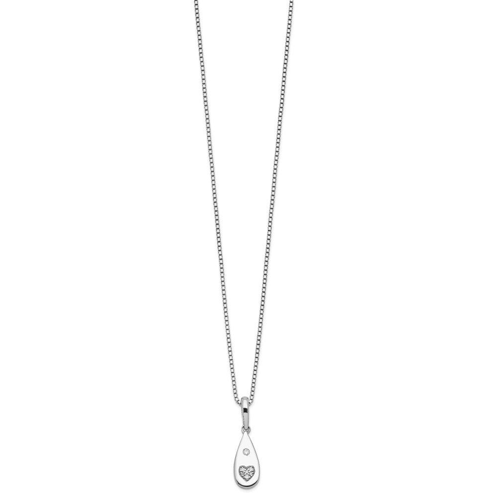 Sterlingsilber Weiß Eis Rhodiniert Diamant Herz Tropfen Halskette