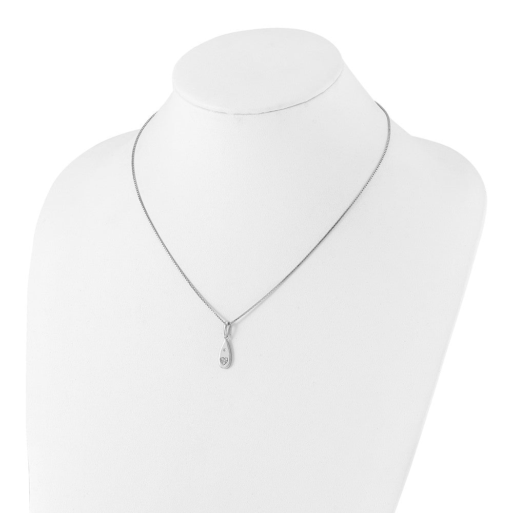 Sterlingsilber Weiß Eis Rhodiniert Diamant Herz Tropfen Halskette