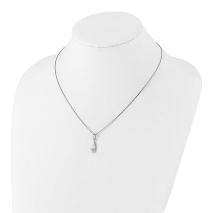 Sterlingsilber Weiß Eis Rhodiniert Diamant Herz Tropfen Halskette