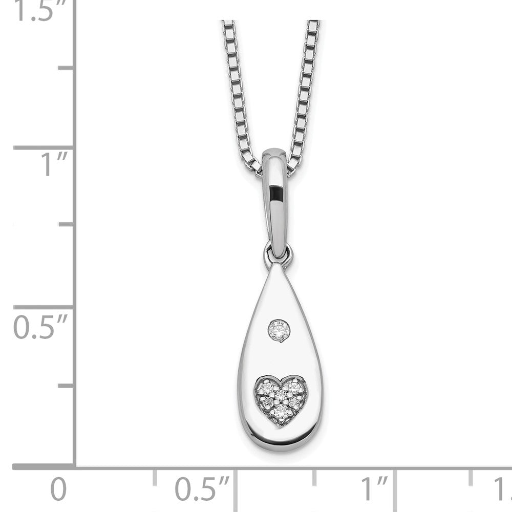 Sterlingsilber Weiß Eis Rhodiniert Diamant Herz Tropfen Halskette