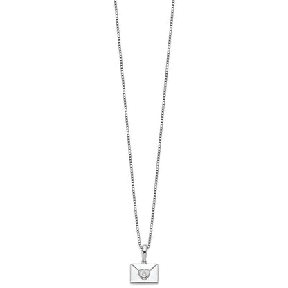 Sterlingsilber Weiß Eis Rhodiniert Diamant Herz Envelope Halskette