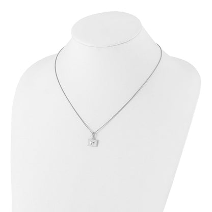 Sterlingsilber Weiß Eis Rhodiniert Diamant Herz Envelope Halskette