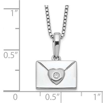 Sterlingsilber Weiß Eis Rhodiniert Diamant Herz Envelope Halskette