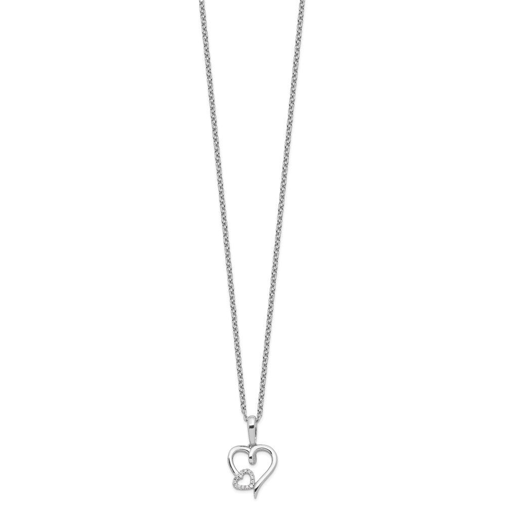 Sterlingsilber Weiß Eis Rhodiniert Diamant Herzen Halskette