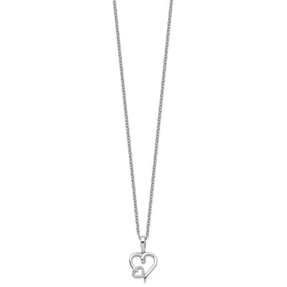 Sterlingsilber Weiß Eis Rhodiniert Diamant Herzen Halskette