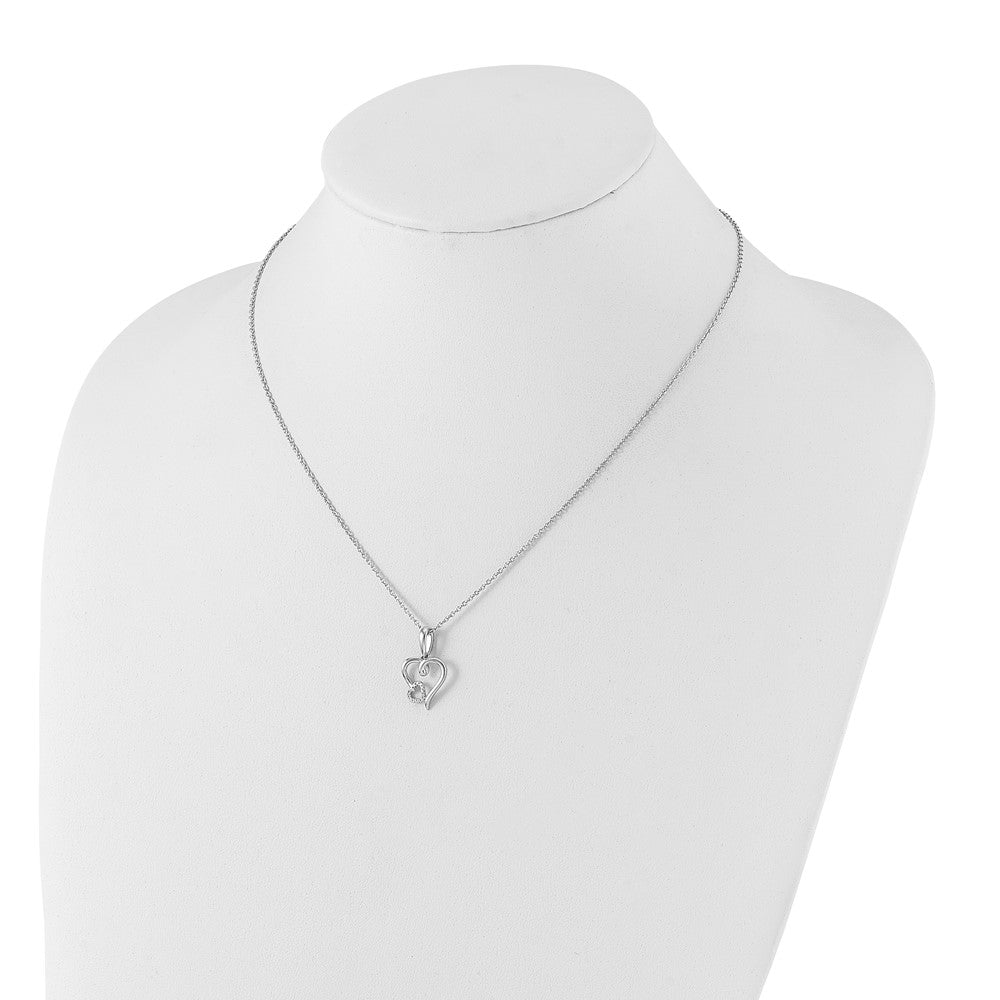 Sterlingsilber Weiß Eis Rhodiniert Diamant Herzen Halskette