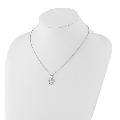 Sterlingsilber Weiß Eis Rhodiniert Diamant Herzen Halskette