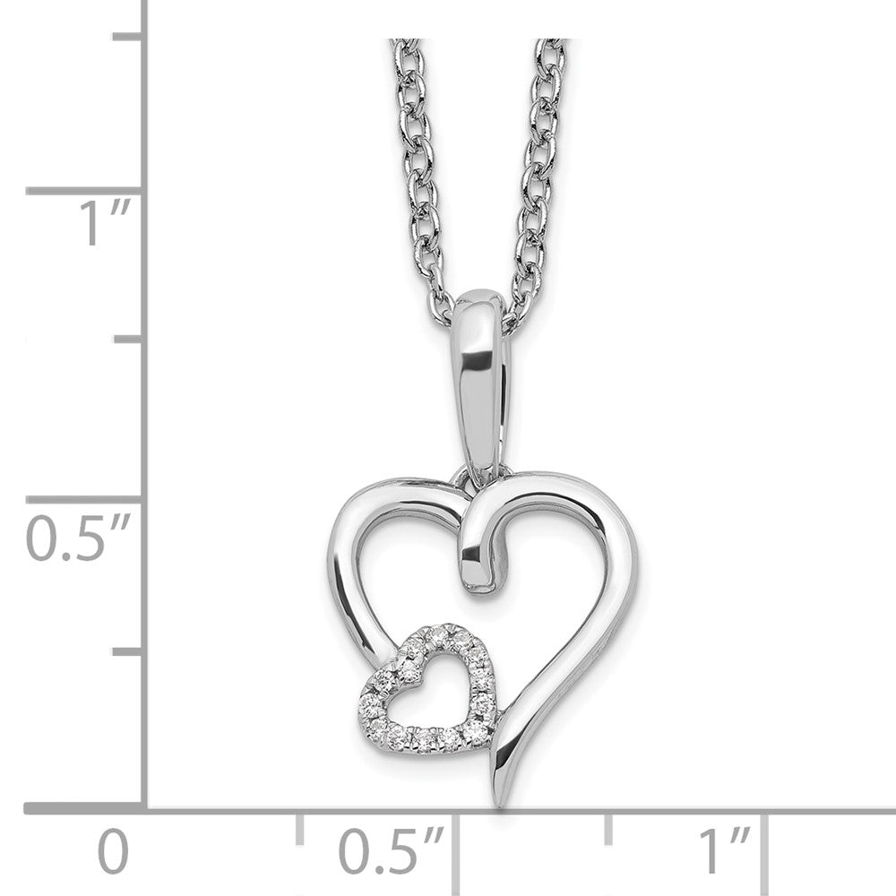 Sterlingsilber Weiß Eis Rhodiniert Diamant Herzen Halskette