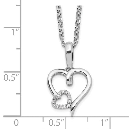 Sterlingsilber Weiß Eis Rhodiniert Diamant Herzen Halskette