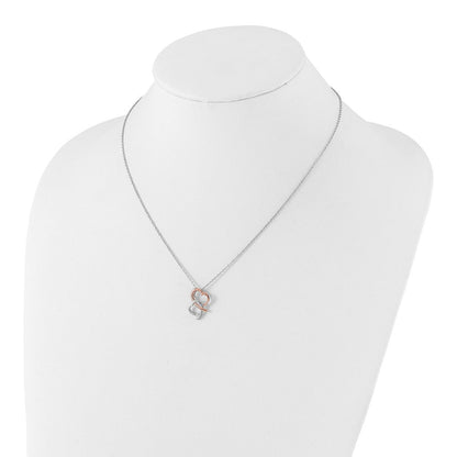 Sterlingsilber Weiß Eis Rhodiniert Roséfarben Diamant Herzen Halskette