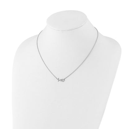 Sterlingsilber Weiß Eis Rhodiniert Diamant Herz mit Heartbeat Halskette