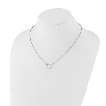 Sterlingsilber Weiß Eis Rhodiniert Diamant Herz Halskette
