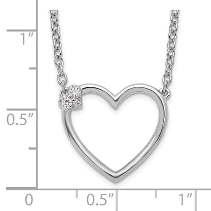Sterlingsilber Weiß Eis Rhodiniert Diamant Herz Halskette