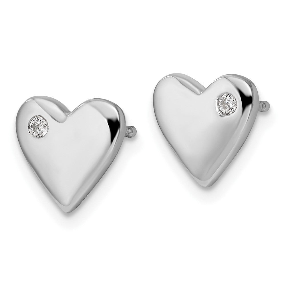 Sterlingsilber Weiß Eis Rhodiniert Diamant Herz Ohrstecker