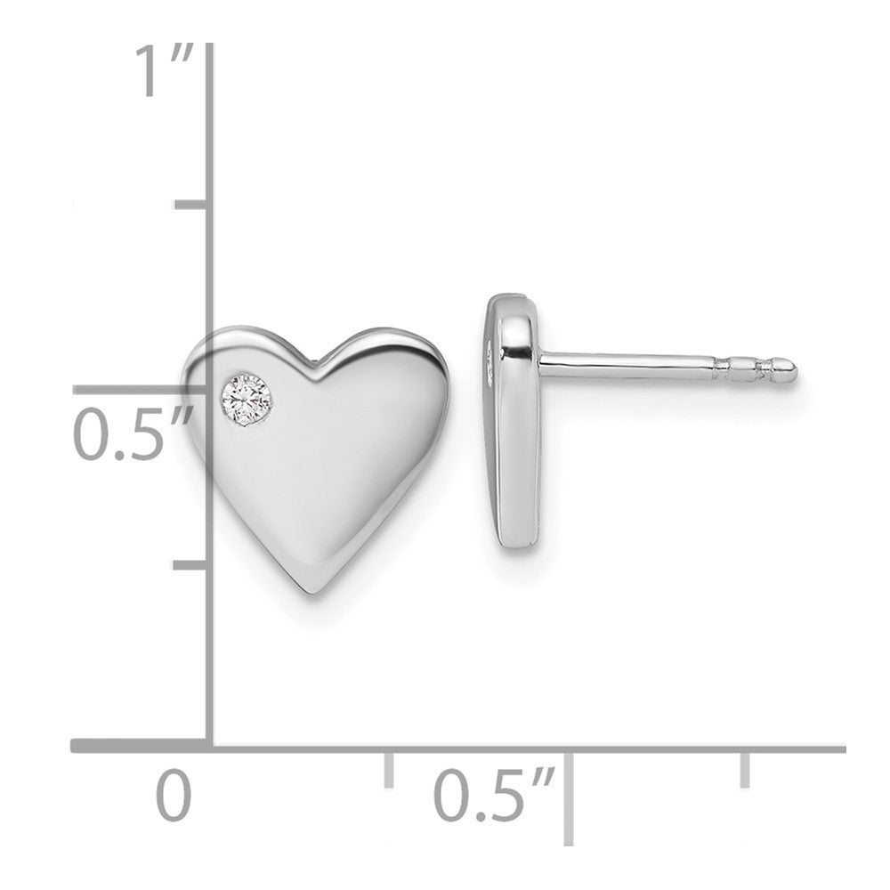 Sterlingsilber Weiß Eis Rhodiniert Diamant Herz Ohrstecker