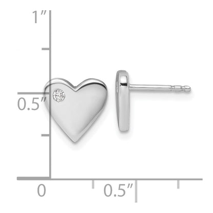 Sterlingsilber Weiß Eis Rhodiniert Diamant Herz Ohrstecker