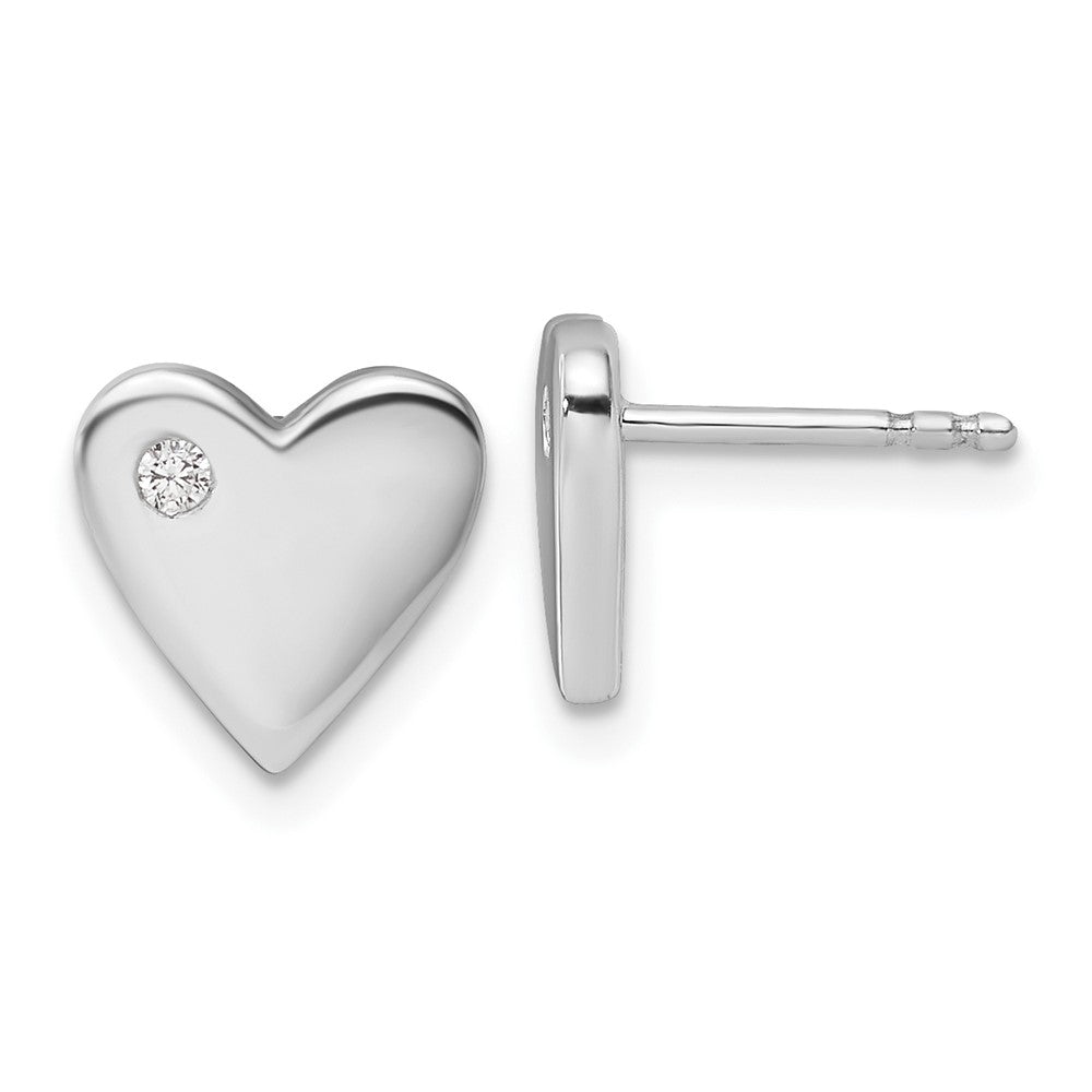 Sterlingsilber Weiß Eis Rhodiniert Diamant Herz Ohrstecker
