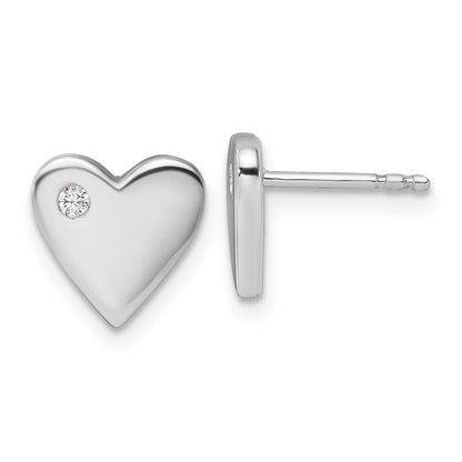 Sterlingsilber Weiß Eis Rhodiniert Diamant Herz Ohrstecker