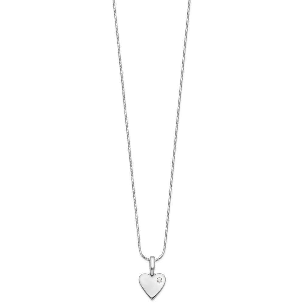 Sterlingsilber Weiß Eis Rhodiniert Diamant Herz Halskette