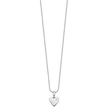 Sterlingsilber Weiß Eis Rhodiniert Diamant Herz Halskette