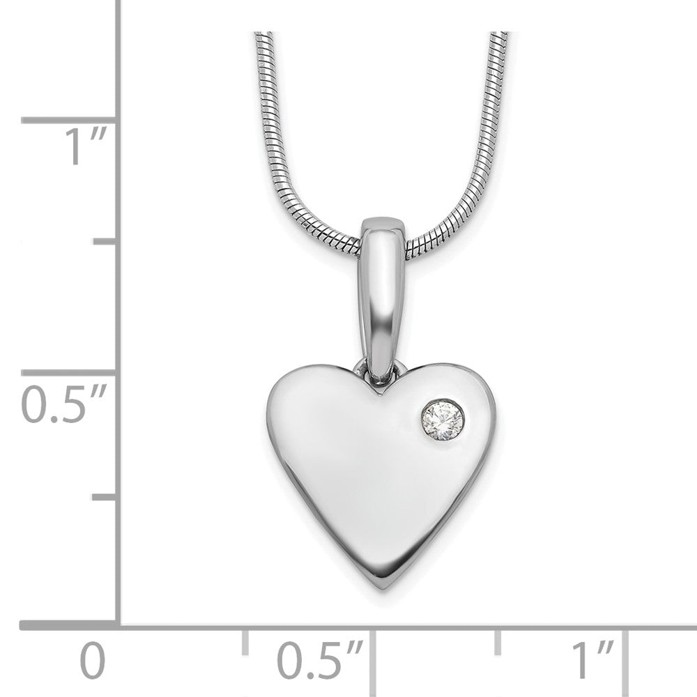 Sterlingsilber Weiß Eis Rhodiniert Diamant Herz Halskette