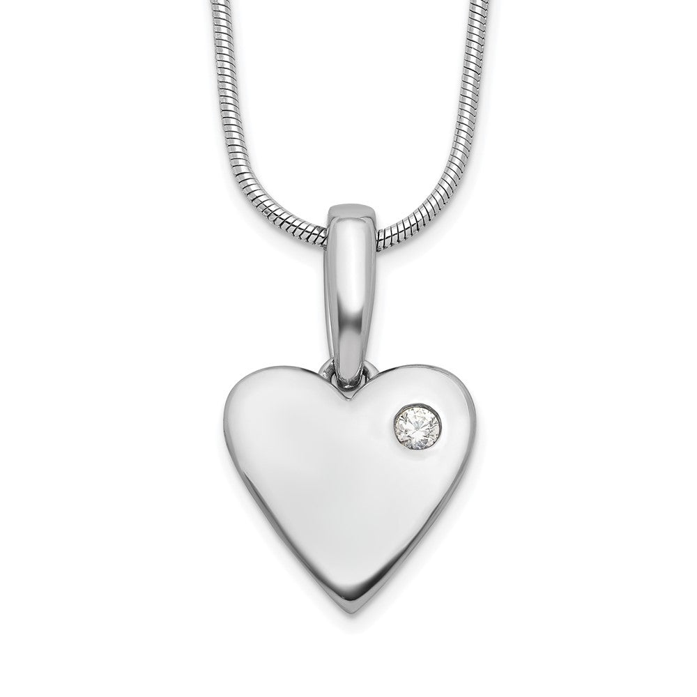 Sterlingsilber Weiß Eis Rhodiniert Diamant Herz Halskette