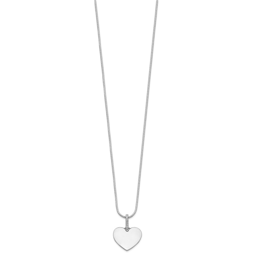 Sterlingsilber Weiß Eis Rhodiniert Diamant Herz Halskette