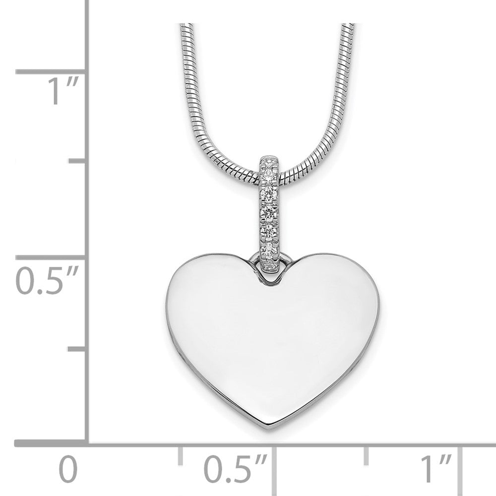 Sterlingsilber Weiß Eis Rhodiniert Diamant Herz Halskette
