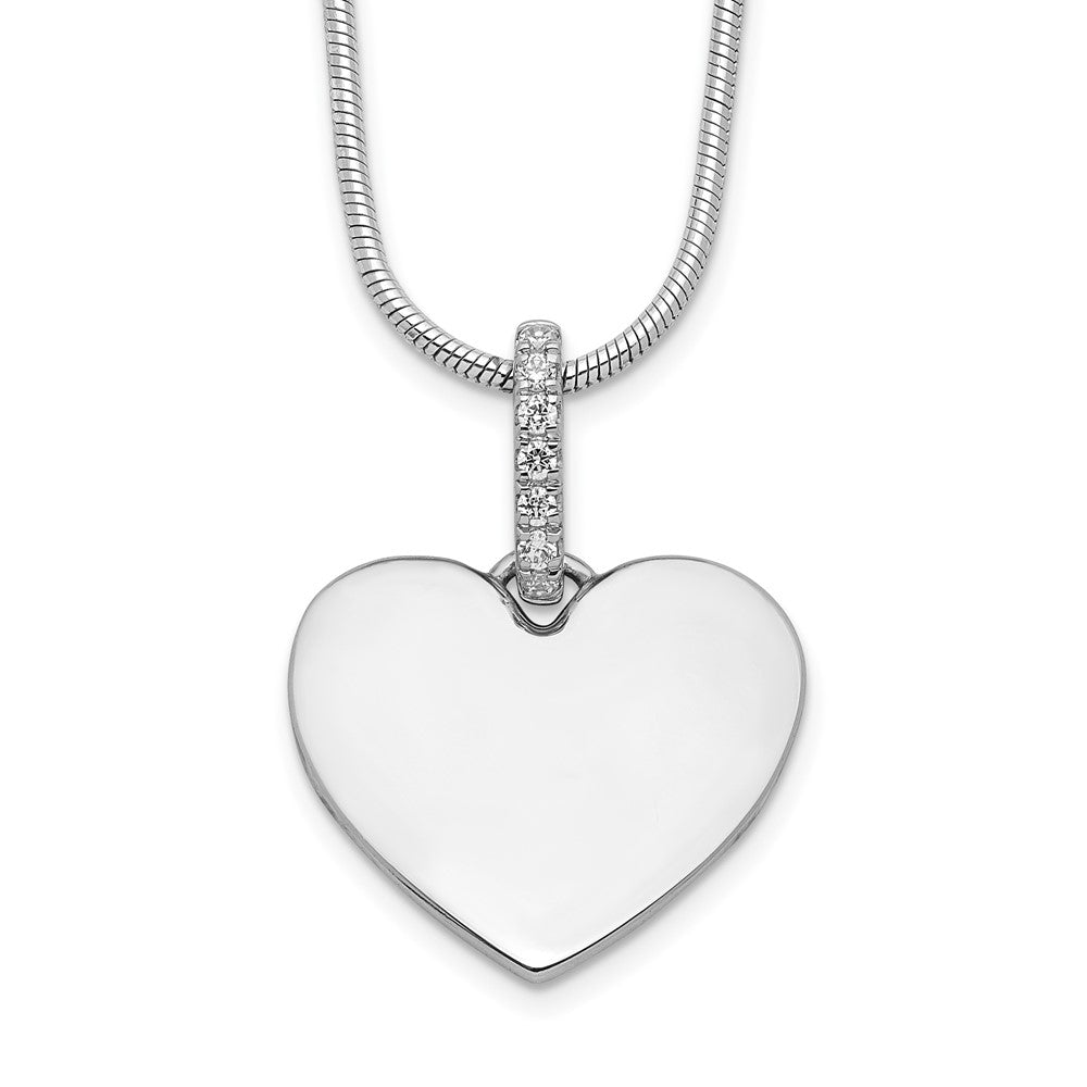 Sterlingsilber Weiß Eis Rhodiniert Diamant Herz Halskette
