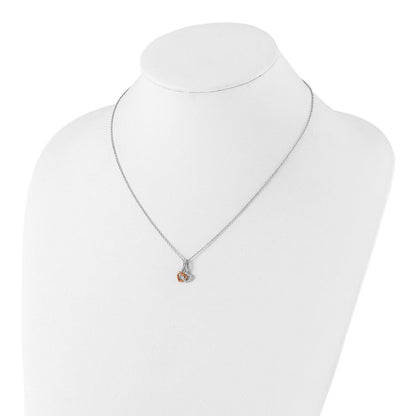 Sterlingsilber Weiß Eis Rhodiniert & Roséfarben Diamant Herzen Halskette