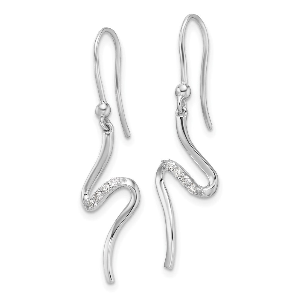 Sterlingsilber Rhodiniert Weiß Eis.10ct. Diamant. Hirte Haken Ohrringe