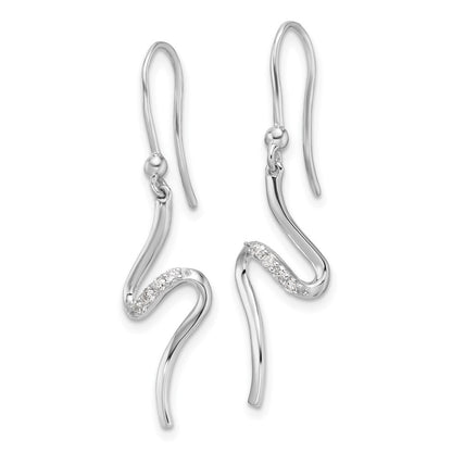 Sterlingsilber Rhodiniert Weiß Eis.10ct. Diamant. Hirte Haken Ohrringe