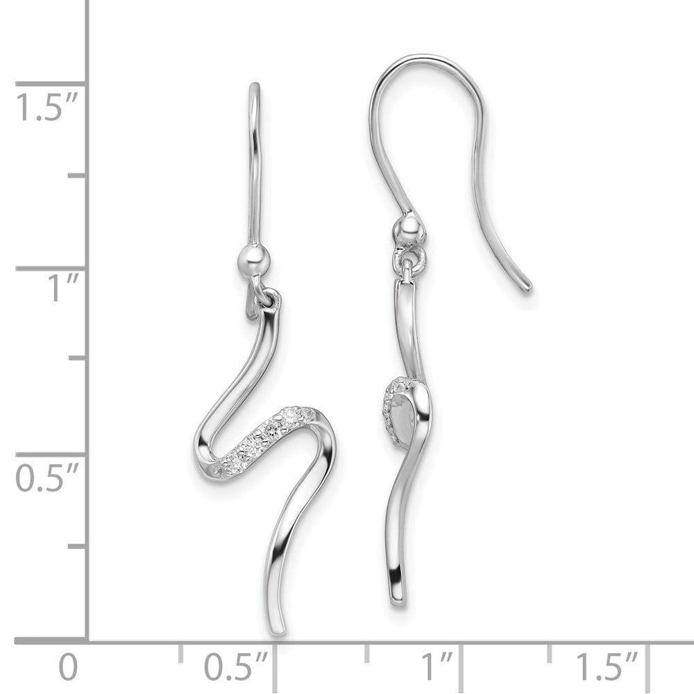 Sterlingsilber Rhodiniert Weiß Eis.10ct. Diamant. Hirte Haken Ohrringe