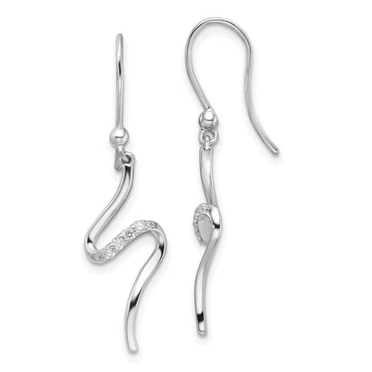 Sterlingsilber Rhodiniert Weiß Eis.10ct. Diamant. Hirte Haken Ohrringe