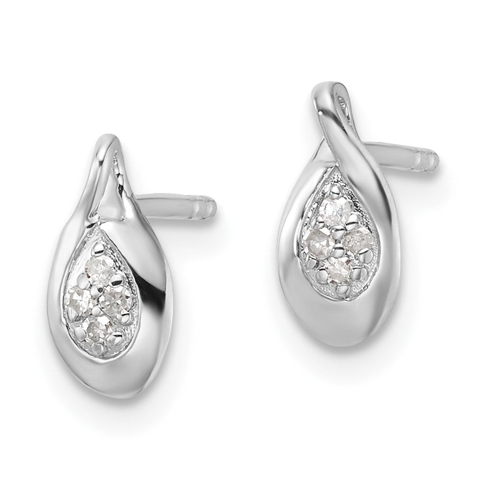 Sterlingsilber Rhodiniert Weiß Eis.05ct Diamant Ohrstecker