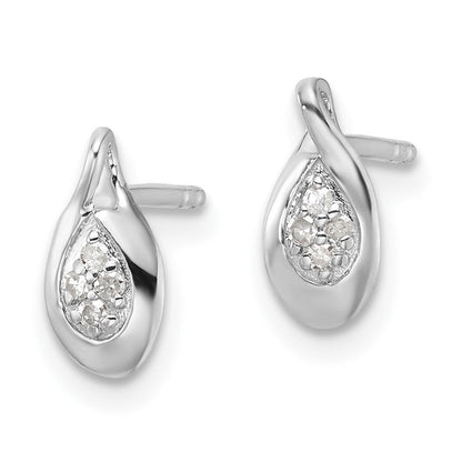 Sterlingsilber Rhodiniert Weiß Eis.05ct Diamant Ohrstecker