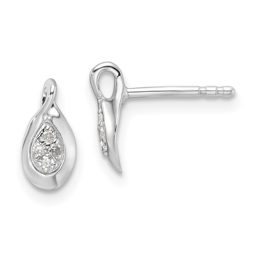 Sterlingsilber Rhodiniert Weiß Eis.05ct Diamant Ohrstecker