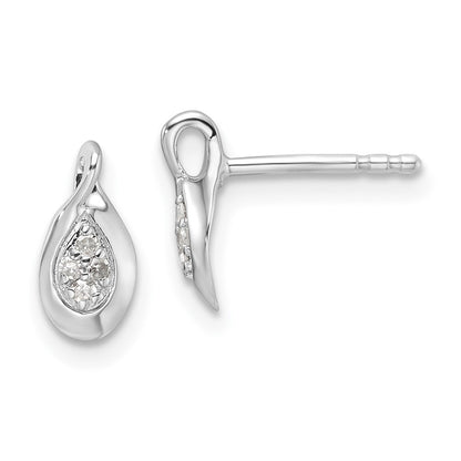 Sterlingsilber Rhodiniert Weiß Eis.05ct Diamant Ohrstecker