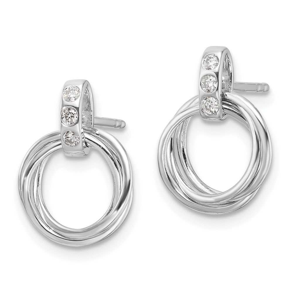 Sterlingsilber Rhodiniert Weiß Eis.09ct. Diamant. Drei Rings Ohrstecker