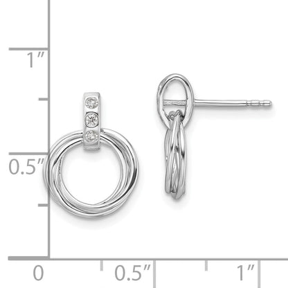 Sterlingsilber Rhodiniert Weiß Eis.09ct. Diamant. Drei Rings Ohrstecker