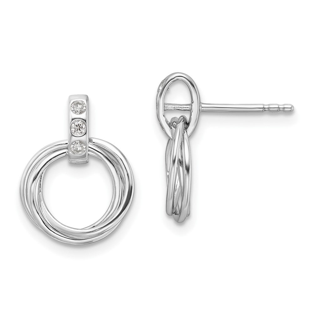 Sterlingsilber Rhodiniert Weiß Eis.09ct. Diamant. Drei Rings Ohrstecker